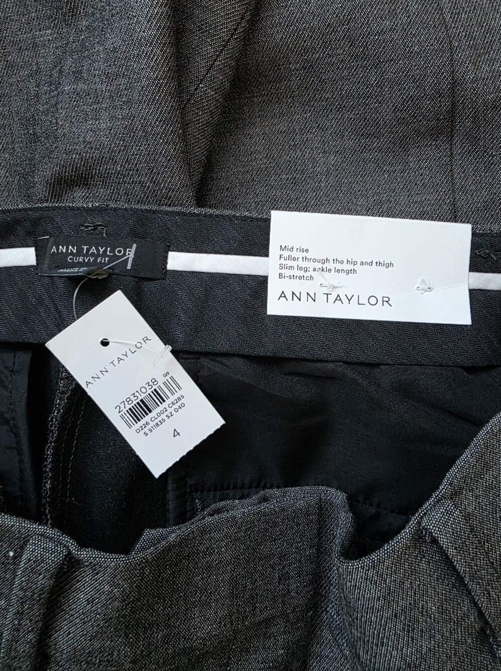 Ann Taylor The Ankle Pant Bi-Stretch Curvy Fit Dark Gray Women's Size 4 NWT - Picture 6 of 7